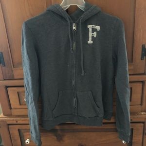 Charcoal Zipup Abercrombie&Fitch Hoodie Sweatshirt